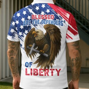 Alternative view of Blessed Are The Defenders Of Liberty All Over Print Polo