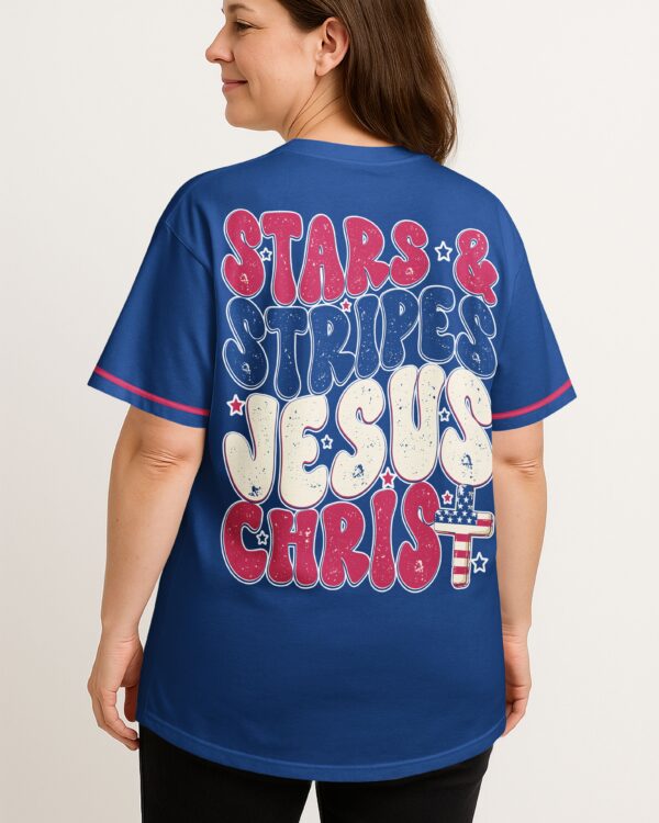 Stars And Stripes Jesus Christ All Over Print Jersey - Image 4