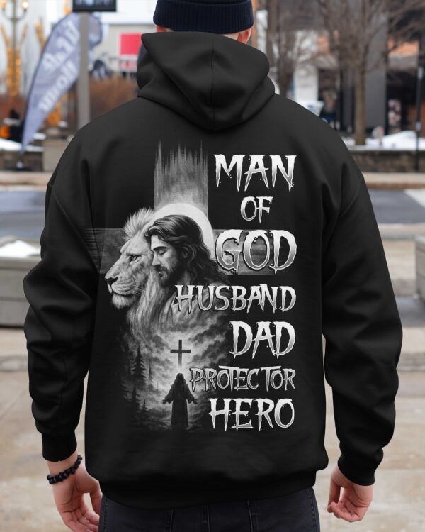 Man Of God Husband Dad Protector Hero Shirt - Image 3