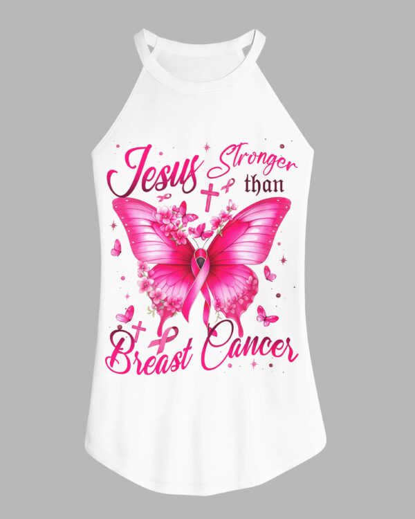 Jesus Stronger Than Breast Cancer Rocker Tank Top - Image 4