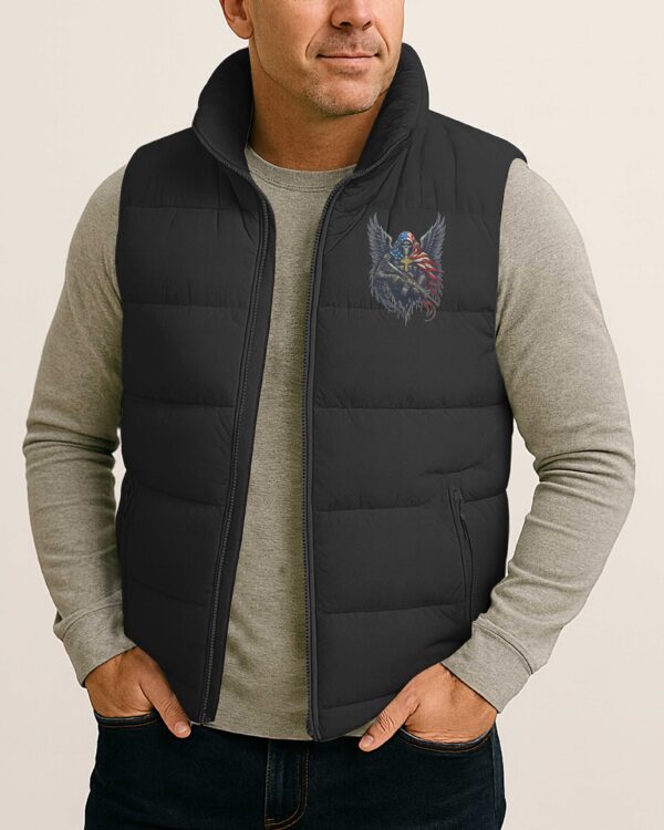 Though I Walk Through The Valley I Will Fear No Evil All Over Print Sleeveless Puffer Jacket - Image 2