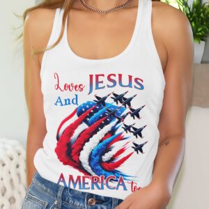 Alternative view of Loves Jesus And America Too All Over Print Summer Tank Top