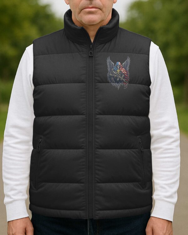 Though I Walk Through The Valley I Will Fear No Evil All Over Print Sleeveless Puffer Jacket - Image 3