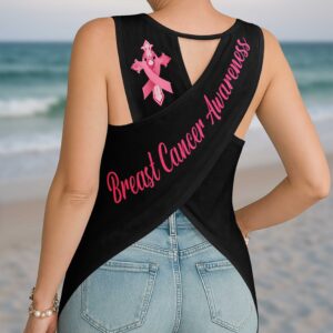 Alternative view of I Can Do All Things Through Christ Crop Out Wrap Back Tank Top