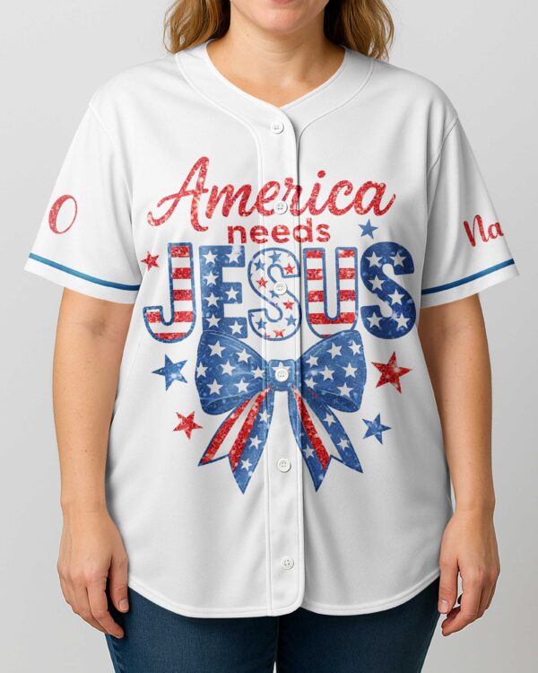 America Needs Jesus All Over Print Custom Jersey - Image 3