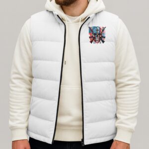 Alternative view of Faith In Christ Strength In Battle Freedom Forever Sleeveless Puffer Jacket