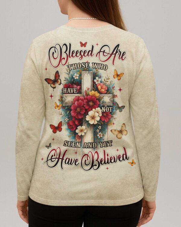 Blessed Are Those Who Have Not Seen And Yet Have Believed All Over Print V-neck Long Sleeves Shirt - Image 5