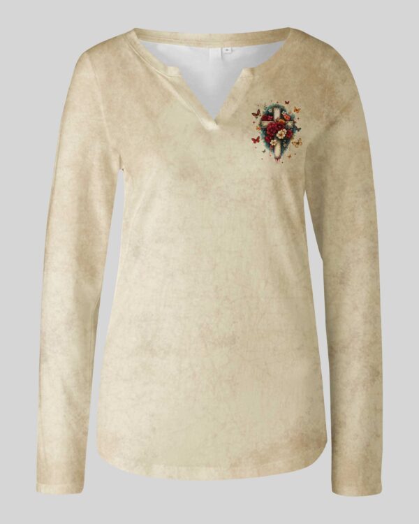 Blessed Are Those Who Have Not Seen And Yet Have Believed All Over Print V-neck Long Sleeves Shirt - Image 8