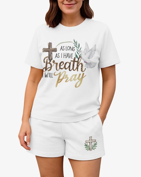 As Long As I Have Breath I Will Pray Women Casual Shorts - Image 3