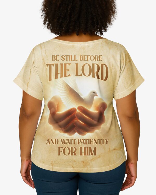 Be Still Before The Lord All Over Print V-neck Dolman Sleeves Shirt - Image 3