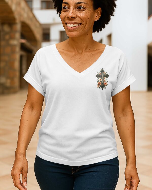 A Praying Mom is a Powerful Force V-neck Dolman Sleeves Shirt - Image 2