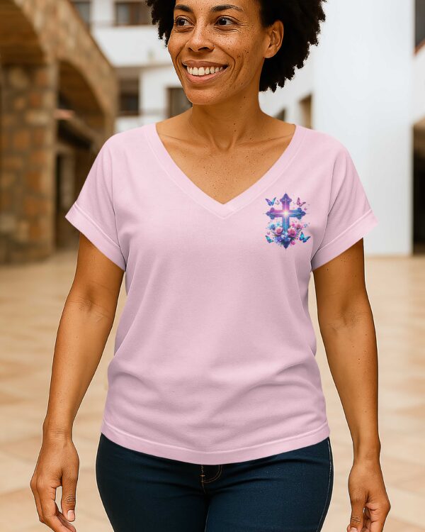 When Butterflies Appear V-neck Dolman Sleeves Shirt - Image 12