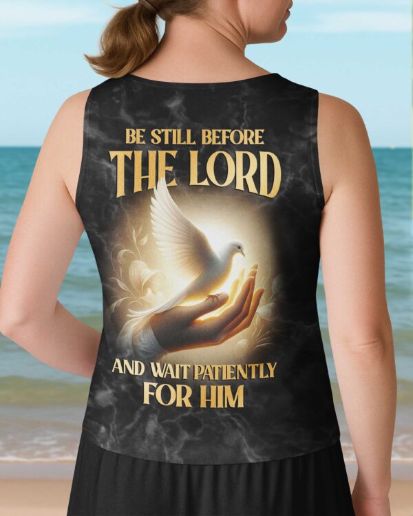 Be Still Before The Lord And Wait Patiently For Him All Over Print V-neck Tank Top - Image 3