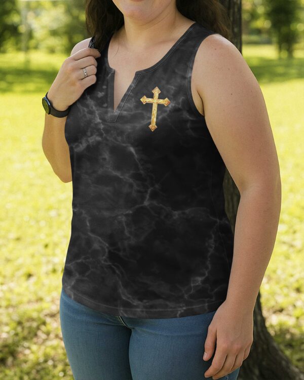 Be Still Before The Lord And Wait Patiently For Him All Over Print V-neck Tank Top - Image 4